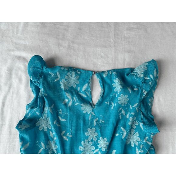 Cute Sky Blue, White Flower Midi Cato Summer Dress, Fairy-like, Flowy, Size Smal - Picture 10 of 10